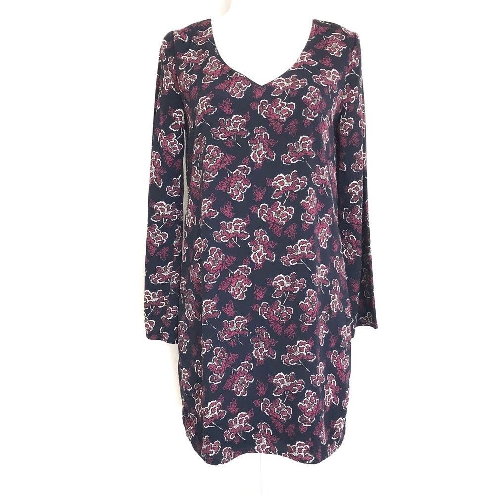 Pink Owl Long Sleeve Floral Print Dress Purple